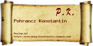 Pohrancz Konstantin névjegykártya